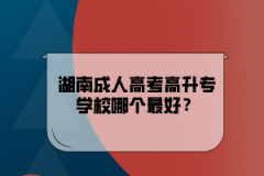 湖南成人高考高升专学校哪个最好？