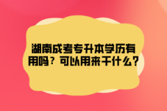 上海成考专升本学历有用吗？可以用来干什么?